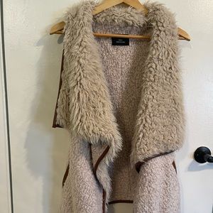 Faux Fur Vest Womens Fall Open Front Cardigan Faux Fur Coat Vintage Jacket Warm